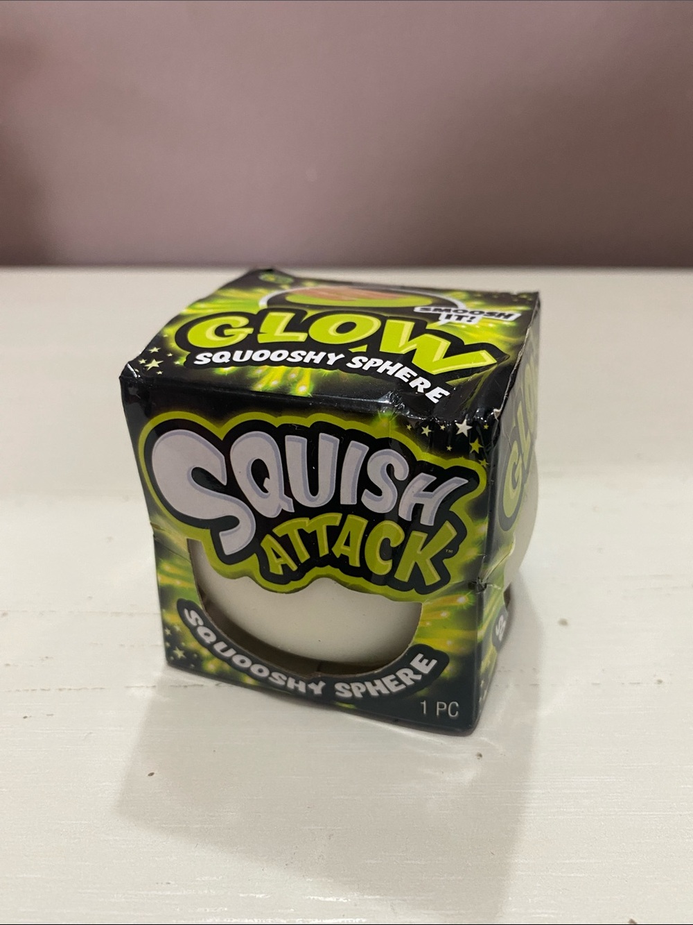 Glow Squish Attack Squishy - Squooshy Glow in the Dark Sphere - White